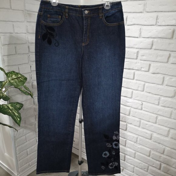Talbots Stretch Ladies Size 8 Straight Leg Dark Wash Jeans - Picture 1 of 15